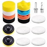 Qeuufieu 80mm Polierschwämme Pads, 17 Stück Polierset, Polieraufsatz Winkelschleifer...