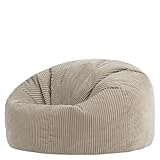 Icon Kingston XXL Sitzsack Cord, Beige, Sitzsack Erwachsene mit Füllung, Bean Bag, Cord...