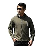 Herren-Wanderjacken, taktisch, winddicht, Softshell-Jacke, Klettermantel, mit Kapuze, En8,...