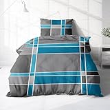 Träumschön Biber Bettwäsche 135x200 2tlg - Bettwäsche-Set im Karo Design -...