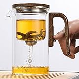 Enchanti Tea Pot, Enchantipot Magic Tea Po, Water Separation Glass Teapot with Wooden...