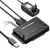 Amtake USB 3.0 zu IDE/SATA Festplatte Adapter Für 2,5 und 3,5-Zoll HDD/SSD, USB SATA...