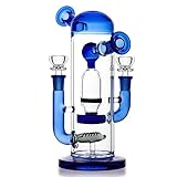 REANICE Blue Glass Bong for Smoking Water Bong with 14.5 mm 2 Bowl Thick Handmade Bong…
