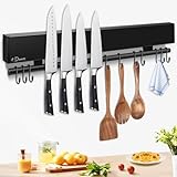 Dmore Magnetleiste Messer mit 10 Haken, 43 cm Messerhalter magnetisch schwarz mit...