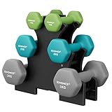 SONGMICS Kurzhantel Set, Hexagon, mit Hantelständer, 2 x 1 kg, 2 x 2 kg, 2 x 3 kg, mattes...