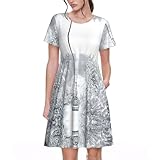 ALLiYa Winter Old Cable Ski Lift Damen Kurzarm Kleid Sommer Mode Büro Alltag Arbeit...