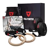 VIA FORTIS Premium Turnringe aus Holz inkl. Gurte, Tasche & Workout-Guide –...