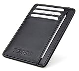 Frentree® Kartenetui aus Leder, Mini Geldbörse mit RFID Schutz und Sichtfenster für EC...