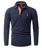 GLESTORE Herren Poloshirts Männer Polo Hemd Langarm T Shirt Polo Shirt Hemden Marineblau...