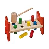 Eichhorn - Klopfbank mit 8 Holzstiften und Hammer, Spielspaß mit nachhaltigem...