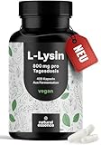 L-Lysin hochdosiert - 400 Kapseln - pures L Lysin. Aus pflanzlicher Fermentation - L Lysin...
