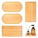 UTMACH 4 Stücke Bambus Tablett Ovale und Rechteckig Holztablett Klein Bambus Bamboo...
