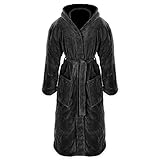 Gräfenstayn® Damen & Herren Kuschelfleece Bademantel mit Kapuze Größe S-XXXL mit...