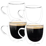 WENLISELL Doppelwandige Kaffeetasse, 250 ml, klare Cappuccino-Latte-Gläser mit Griff,...