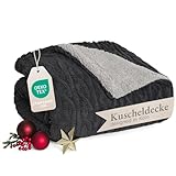 Blumtal Kuscheldecke 150x200 cm mit Zopfstrick-Optik - Oeko-TEX zertifizierte...