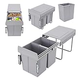 DHQCQL Mülleimer Ausziehbar, 20L Mülltrennsystem mit 2 Fächer, Einbaumülleimer mit...