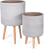 NATINDESIGN Blumentopf mit Beinen 2er Set XL Blumentopf Grau | Blumentopf Gross für In-...