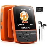 WOLFANG 64 GB MP3-Player mit Bluetooth 5.2, Sportclip, Mini-Größe, Gewicht...