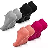 Xinstroe 4 Paare Stoppersocken Damen Baumwolle Yoga Socken Rutschfeste Socken Anti Rutsch...