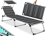 KESSER® Sonnenliege Sun mit Dach Gartenliege Liegestuhl klappbar Sonnendach Verstellbarer...