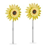 Relaxdays Windrad Sonnenblume, 2er Set, H x B x T: 76 x 29 x 8 cm,...