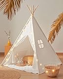 Tiny Land Tipi Zelt für Kinder, Drinnen und Draussen Spielzelt Mit Gepolsterter Decke,...