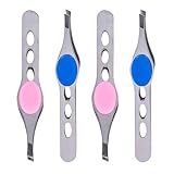 MUCKLILY 4 Stück Edelstahl Augenbrauenpinzetten Präzise Schräge Spitzen Leicht und...