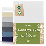 Dreamzie Premium Spannbettlaken 180x200cm bis 200x200cm Weiß, Spannbetttuch aus...