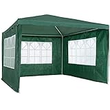 tectake Pavillon 3x3m, Gartenzelt mit 3 abnehmbaren Seitenteilen mit Fenstern,...