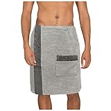JEMIDI Sauna Frottee Kilt Sarong - M-XXL Herren Männer - Anthrazit Grau - 100% Baumwolle...