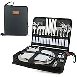 Camping-Besteck-Set für 2 oder tragbares Besteck-Set für 4, 11-tlg. Picknick-Set für 2...