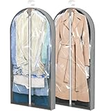 HZE Kleidersack Anzug 2 Stück, Transparente Kleidersäcke mit Reißverschluss, 60 x 10.5...