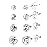 ASH'S CHOICE Ohrstecker Silber 925 Damen, 4 Paar Sterling Silber Ohrstecker Klein Ohrringe...