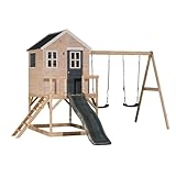 Wendi Toys M28G Spielhaus Kinder Outdoor Holz, Schaukel mit Rutsche, 330 x 405 x...