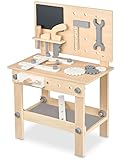 Balinco WERKBANK Kinder Holz, Werkstatt mit Kinder Werkzeuge, Säge, Winkel,...