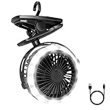 Lepro Camping Ventilator mit Licht, Campinglaterne mit Ventilator, Tragbar USB...