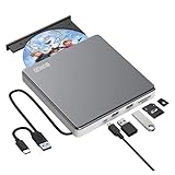 BUNUD Externes CD DVD Laufwerk USB 3.0 Type-C mit USB & SD/TF, Optical CD-ROM Brenner für...
