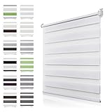 Doppelrollo Klemmfix ohne Bohren Weiß B85 x H120 cm (Stoffbreite 80cm) Rollos...