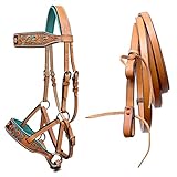 CHALLENGER Western-Zügel 77RS46 für Pferde, Leder, filigranes Blumenmuster,...