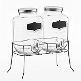 DRULINE 2er Set 4L Hochwertiger Getränke Spender aus Glas mit Ständer,...