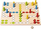 goki Ludo – Klassisches Holzbrettspiel für 2-4 Spieler mit 16 farbigen Pionen und...