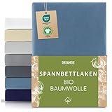 Dreamzie Premium Spannbettlaken 90x200cm bis 100x200cm Blau, Spannbetttuch aus 100% Jersey...