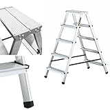 DRABEST Klappleiter Klapptritt Alu Leiter 2 x 5 Stufen Trittleiter Beidseitig...