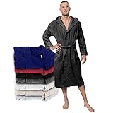 Twinzen Bademantel Herren - M - Dunkelgrau - 100% Baumwolle (350g/m²)...