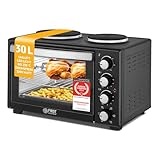 TZS First Austria - Minibackofen mit Kochplatten 30L 3200 W - Mini Backofen Pizzaofen mit...