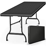 tillvex Gartentisch klappbar Rattan Optik 180x75cm | Buffettisch mit Tragegriff...