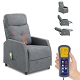 LEADZM Fernsehsessel Elektrisch Massagesessel Heizung Relaxsessel, manuell verstellbare...