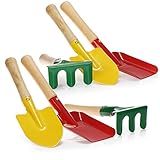 COM-FOUR® 6-teiliges Gartenwerkzeug Set für Kinder - kleine Harke, Schaufel...
