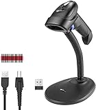 NetumScan Kabelloser Barcodescanner mit Ständer, 2-in-1 Automatischer USB Schnurloser...