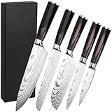 Gustrug Messerset 5-tlg Küchenmesser Set aus Hochwertigem Edelstahl, Ergonomischen Griff,...
